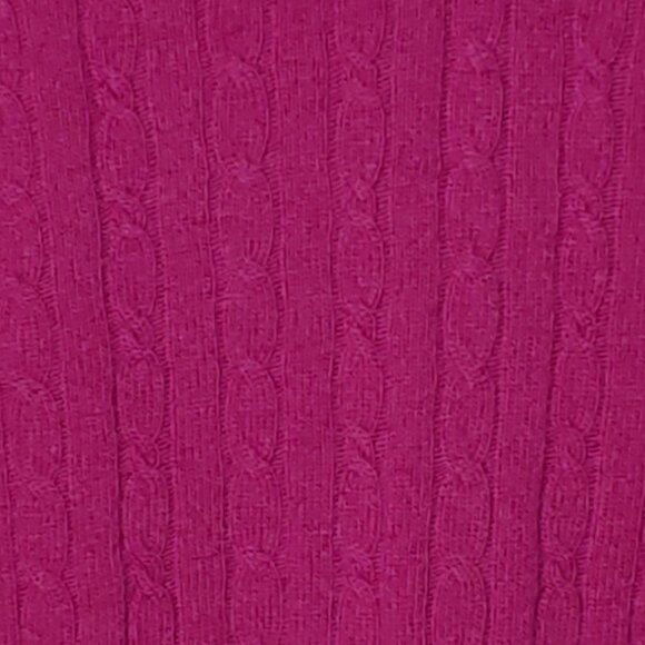 J.Crew Cashmere Wool Blend Cable Knit V-Neck Sweater Size M Fuchsia Pink - Picture 7 of 7